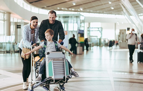 Family at an airport